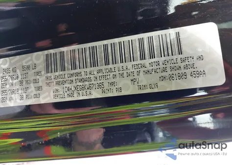 2019 Jeep Wrangler Unlimited Sahara Altitude 4X4 z USA, uszkodzony, nr VIN 1C4HJXEG8KW671365